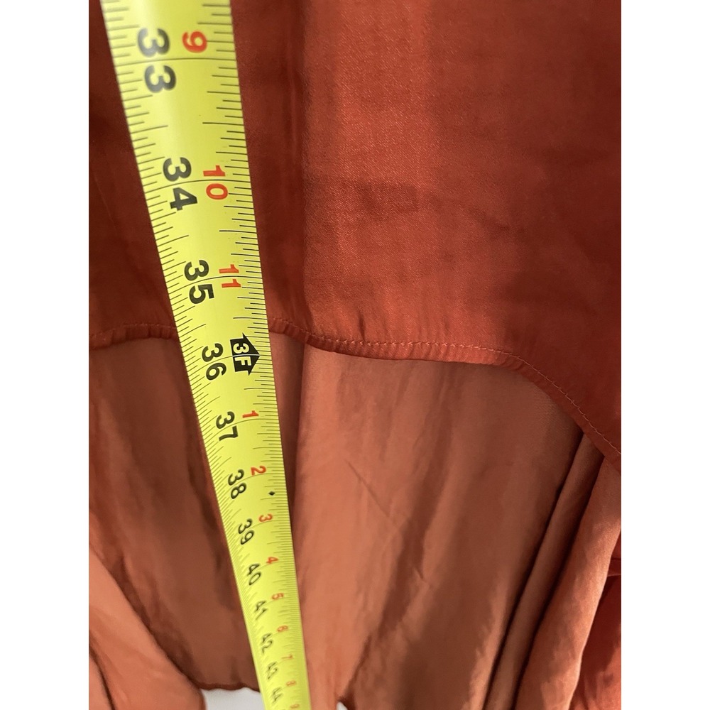 Francesca's SSFLUTTERS High-Low Tie-Front Midi Dress Burnt Orange Rust Small NWT - Picture 10 of 13